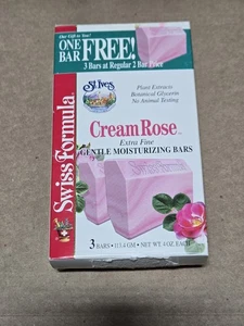 Vintage St. Ives 3 Cream Rose Extra Fine Moisturizing Bars 4 oz. Swiss Formula - Picture 1 of 4