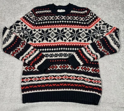 Abercrombie & Fitch Sweater Mens XXL Red Blue Nordic Fair Isle Wool Blend Y2K - Image 1 of 4