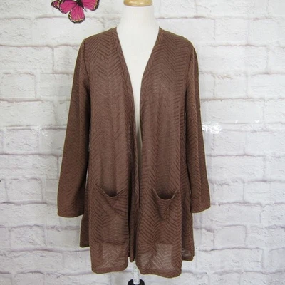 Cárdigan O'NEILL Marrón Transparente Metálico Chevron Frente Abierto Talla L Foto 1 de 4