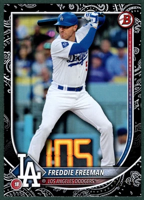 Freddie Freeman 2025 Bowman #5 Black Paisley Pattern 4 of 10 - Image 1 of 4