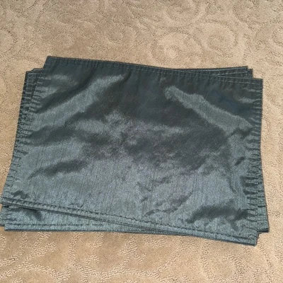 Aiking Home (qty 12) Solid Poly Faux Silk Placemat, 13-Inch by 19-Inch blue gray - Image 1 of 2