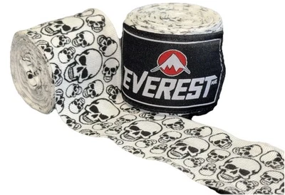 Everest MAE Boxeo Envolturas de Mano Calavera Blanca 180” Correa de Muñeca Entrenamiento Muay Thai Foto 1 de 3