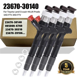 4X Fuel Injector 23670-30140 For Toyota Land Crusair HILUX Prado 1KD-FTV 2KD-FTV - Picture 1 of 8