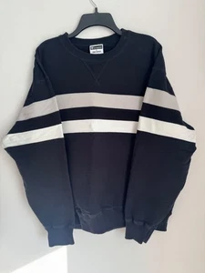 Todd Snyder x Champion Striped Popover Crewneck Sweatshirt Sz L Black - Picture 1 of 8