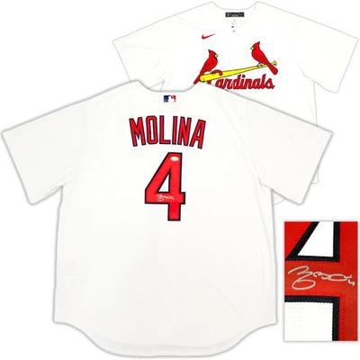 Camiseta Nike blanca firmada por Yadier Molina de los Cardenales de San Luis talla XL JSA Foto 1 de 4
