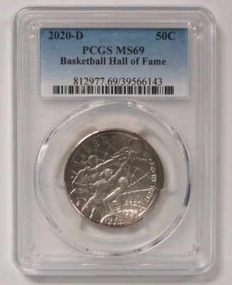 2020 D Basketball Hall of Fame 50 Cent Modern Commem PCGS MS69 - Image 1 of 2