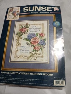 Sunset To Love & To Cherish Wedding Record Cross Stitch kit 11 x 14 13115 (K) - Picture 1 of 2