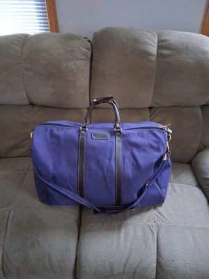 T. Anthony Púrpura De Colección TRAVEL TOTE Grande Bolso de Noche Lona y Cuero 22w×10×12 Foto 1 de 4