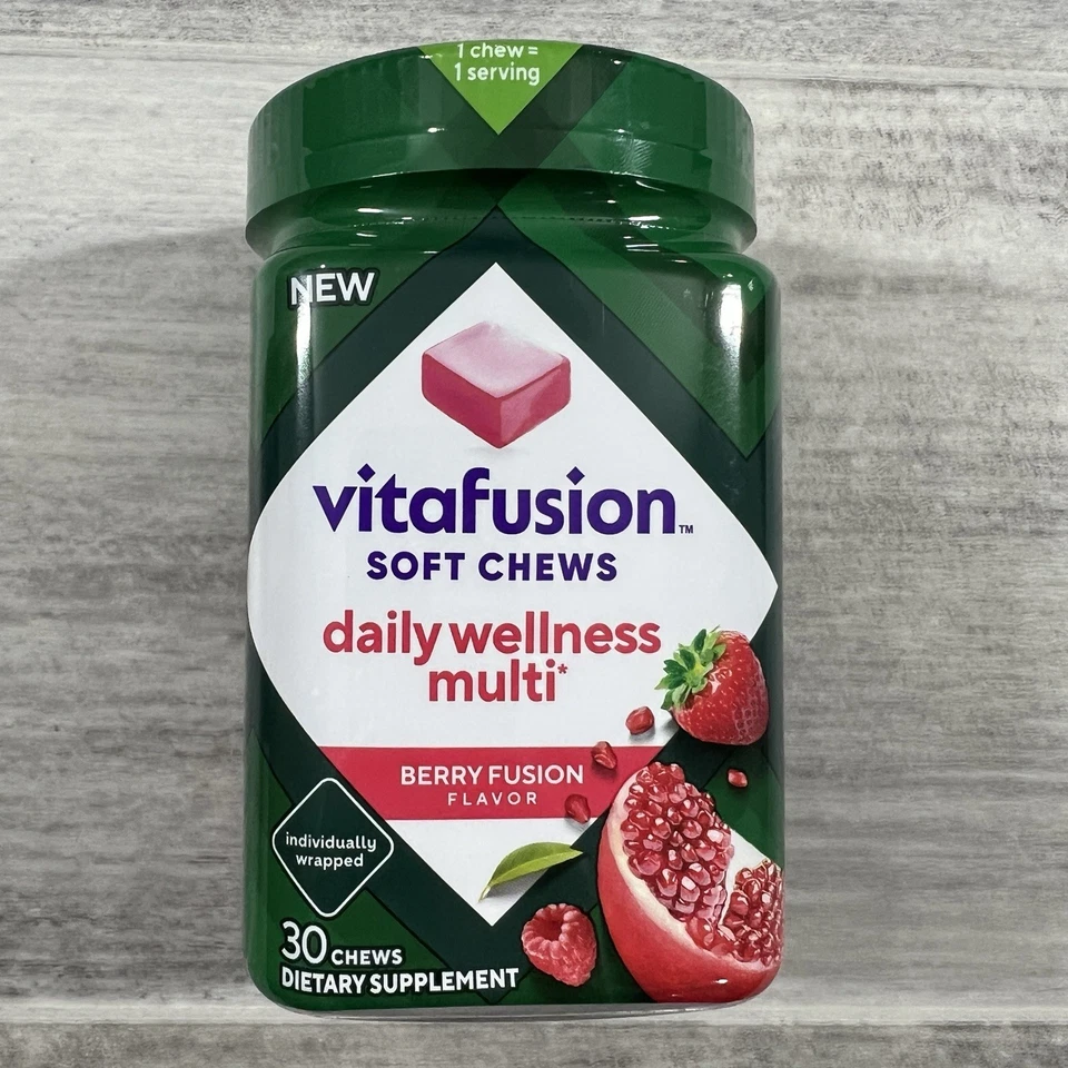 Vitafusion Masticables Suaves Bienestar Diario Multi Adulto 30 ct Sabor Baya Fusión NUEVO Foto 1 de 4