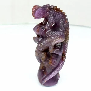 💎 32.40ct Horny Iguana Carving Purplish Red Ruby - Unheated, Tanzania Gemstone - Picture 1 of 7