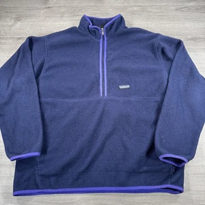 Pullover Vintage Patagonia Synchilla XL Azul Marino Vellón Media Cremallera Exterior Retro - Imagen 1 de 9