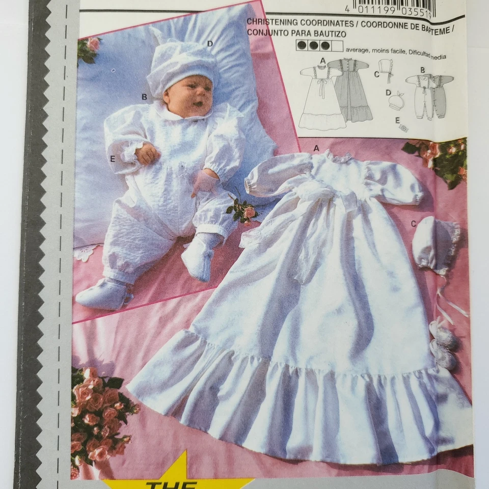 90s Burda Pattern 3551 Infant Christening Coordinates One Piece Gown - Image 1 of 3