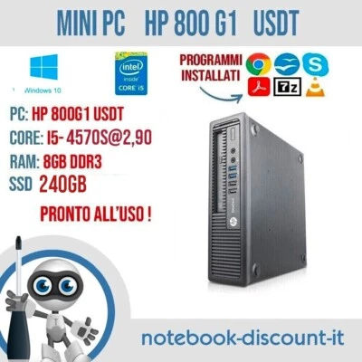 HP EliteDesk 800 G1 USDT CPU Intel l5-4570s  SSD 240gb 8gb RAM Windows 10P - Imagen 1 de 4