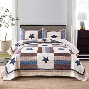 Cotton Bedding Quilt Sets 3 Pieces Reversible Coverlet Sets All Season Boys R... - Picture 1 of 9