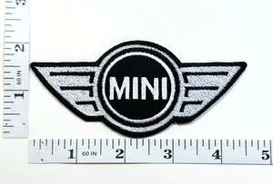 Embroidered Patch - Automobiles - Black/Silver - Mini Cooper - Iron-on - Picture 1 of 1