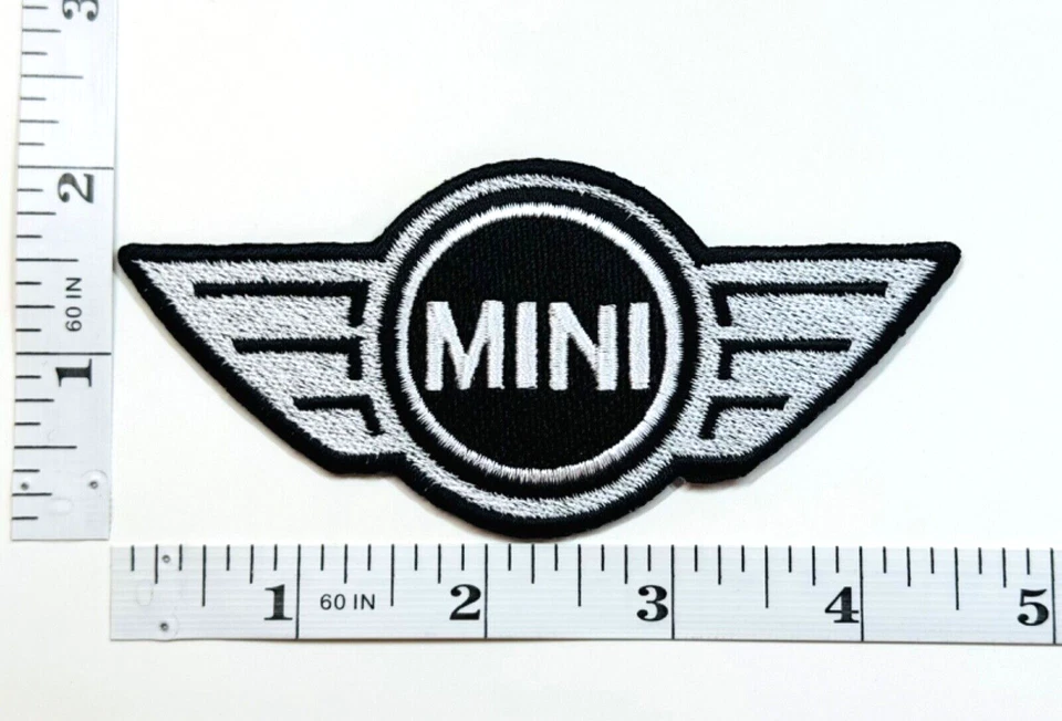 Embroidered Patch - Automobiles - Black/Silver - Mini Cooper - Iron-on - Image 1 of 1
