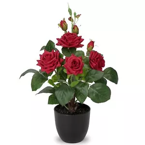 Artificial Plants & Flowers in Vase Red Roses Artificial Flowers Potted Plant... - Picture 1 of 7