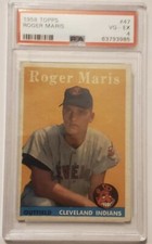 ROGER MARIS PSA 4 VG-EX INDIANS YANKEES HOF ROOKIE CARD #47 1ST RC SP 1958 TOPPS