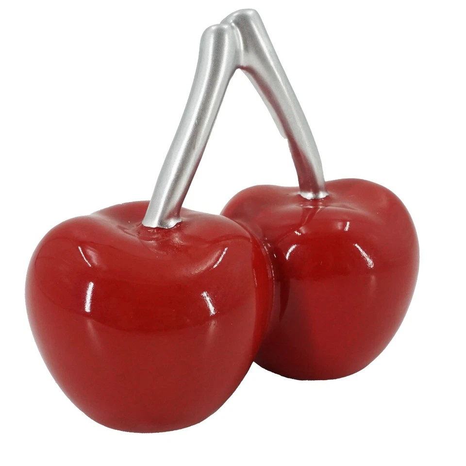 Rot und Silber Art Deco Kirsche Dekoration mit Silberstiel Obst Aufsteller Stück  - Bild 1 von 1