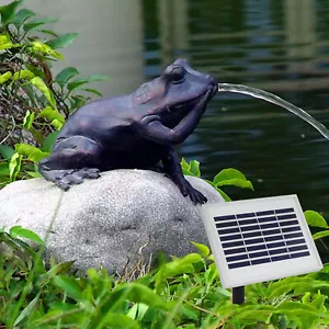 SOLAR SPRINGBRUNNEN GARTEN BRUNNEN ZIER TEICH FIGUR WASSERSPIEL SOLAR PUMPE DEKO - Bild 1 von 5