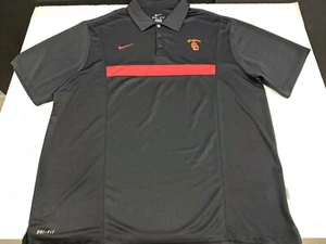 Nike Dri-Fit USC TROJANS Short Sleeve Mens Polo Authentic Black/Red #6350 - Picture 1 of 9