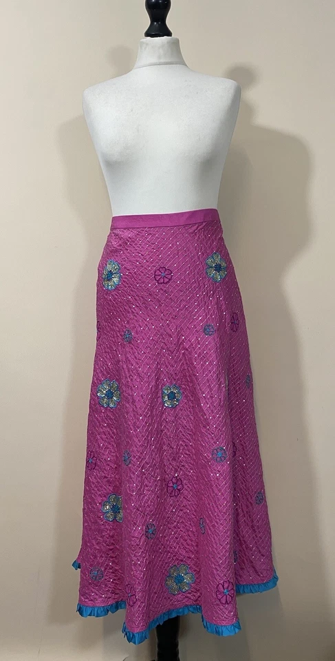 Stunning Long Pink Bohemian Silk Skirt 32” Waist - Image 1 of 4