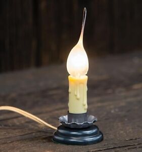 Small 3"  Country Primitive Electric Candle Lamp Light w Silicone Bulb