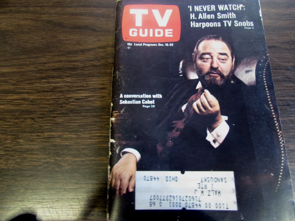 VINTAGE TV GUIDE - DECEMBER 16TH. 1967   SEBASTIAN CABOT  ''FAMILY AFFAIR"   VG. - Image 1 of 1