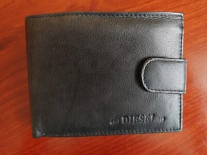 Diesel, Wallet, Folding, Soft Real Leather, Black, Men's. - Picture 1 of 15