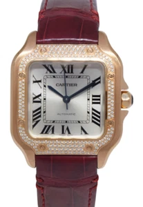 Cartier Santos Medium 18k Rose Gold Diamond Ladies Automatic Watch WJSA0012 4074 - Picture 1 of 14