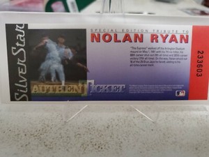 1991 Nolan Ryan Silver Star and AuthenTicket Texas Rangers HOF f208