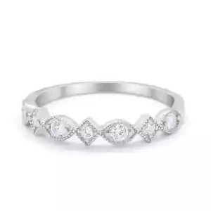 Art Deco Half Eternity Stacking Ehering CZ 925 Sterling Silber 2,5 mm - Bild 1 von 34