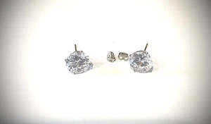 2 cts14k MASSIV WEISSGOLD OHRRING LABOR ERSTELLT DIAMANT/6 MM RUND - Bild 1 von 2