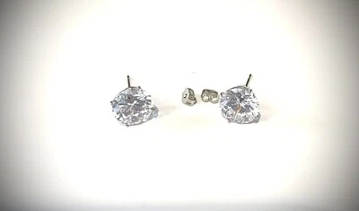 2 cts14k SOLID WHITE GOLD STUD EARRING LAB CREATED DIAMOND / 6MM ROUND - Image 1 of 2