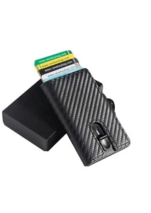 New Tactical Wallet Slim Sliding RFID Credit Card Holder Carbon Fiber - Picture 1 of 11