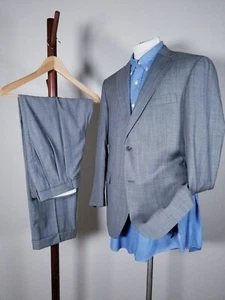Traje Chaqueta 40R Pantalones 35 X 29 Hart Schaffner Marx Azul Gris Rayas 2 piezas a medida - Imagen 1 de 12