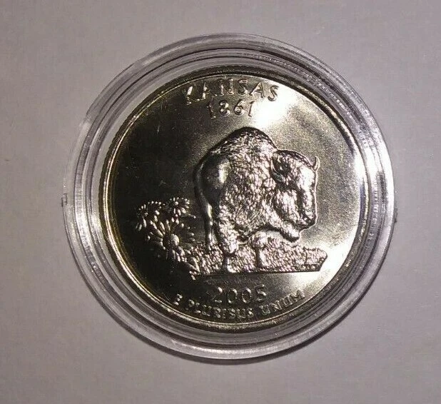 Kansas - 2005 Denver Mint - State Quarter ( Uncirculated ) + Coin Capsule! - Image 1 of 1