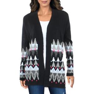 Charlotte Russe Womens Black Geometric Midi Cardigan Sweater Top M BHFO 7571