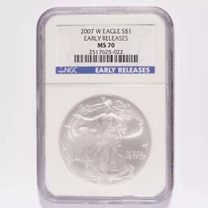 2007-W Silver American Eagle Dollar NGC MS70 Early Releases - Picture 1 of 2