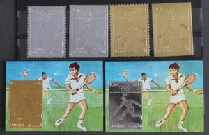 FUJEIRAH 1972 OLIMPIADI, Perfetto + Imperf MNH** Oro + Fogli Argento + Set, Tennis, Emirati Arabi Uniti - Foto 1 di 1