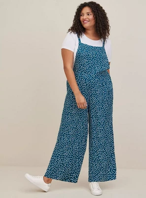 Nuevo con etiquetas Jersey Torrid 4X Pierna Ancha Elastizado Crepé Lunares Azul Talla 4 26 Foto 1 de 4