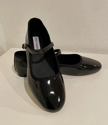 Steve Madden Violeta Negro Charol Hebilla Ballet Pisos Talla 8 NUEVO Foto 1 de 4