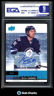 2016 UD PREMIER KYLE CONNOR ROOKIES PLATINUM BLUE AUTO ROOKIE RC /5 EGA 9 - Image 1 of 4