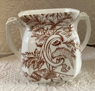 Antique James Gildea Late Mayers Hanover Parrot Sugar Bowl Brown Transferware - Image 1 of 4
