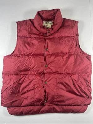 LL Bean Nylon Snap Goose Down Packable Puffer Vest Men’s Size Medium Red VTG - Image 1 of 4