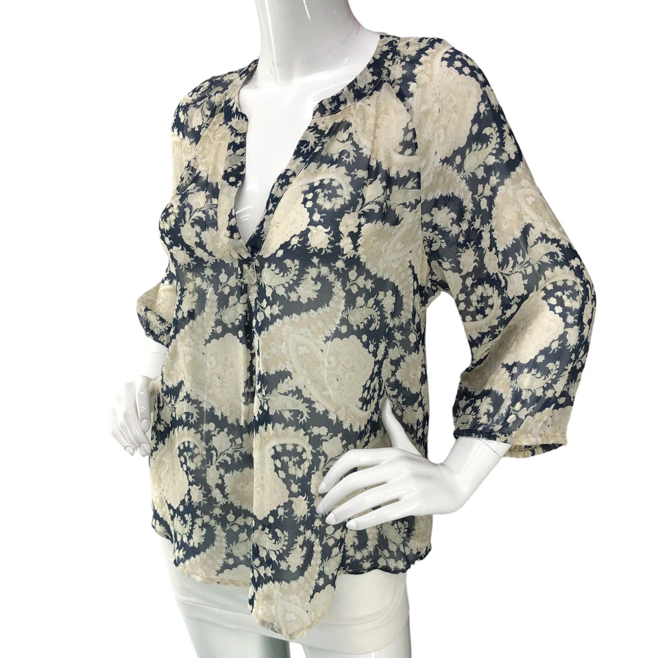 Женская блузка Joie размер XS Addie эдвардианский гобелен с принтом шелк пейсли полночь - Изображение 1 из 4