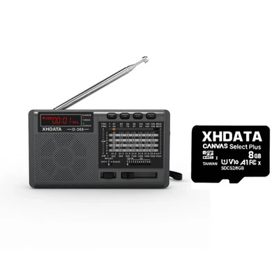 XHDATA D368 Portable Radio Shortwave AM FM SW 12 Band DSP Stereo MP3 Player TF CARD 8GB