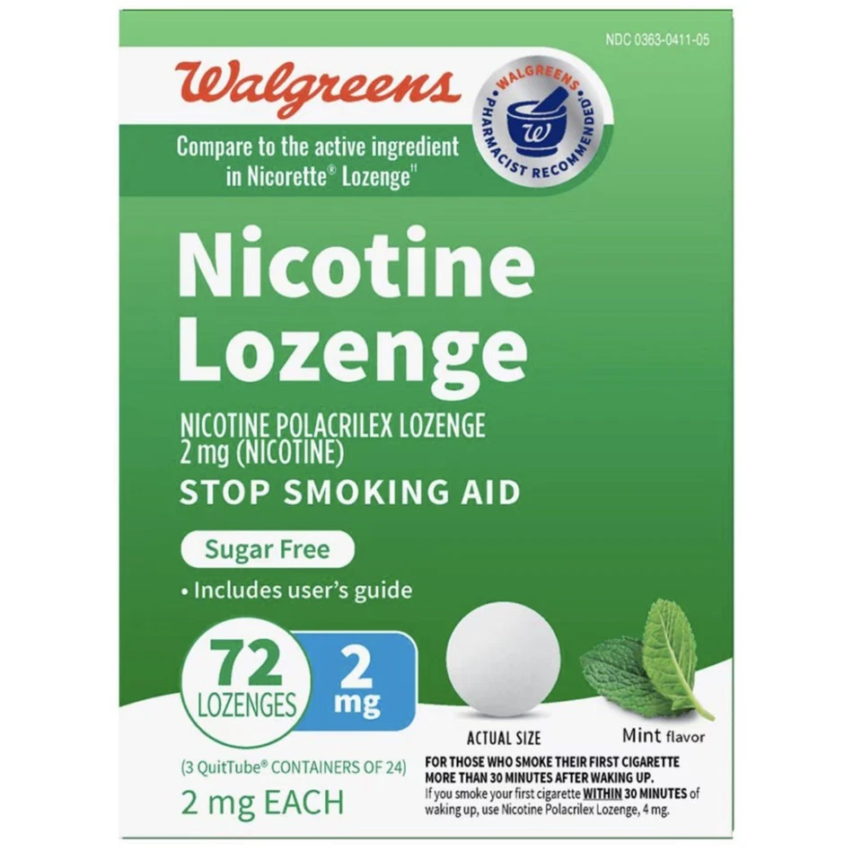 Pastilla de nicotina Walgreens sabor menta - 72 unidades 2 mg Foto 1 de 1