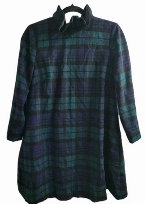 Маленькие черные часы Tuckernuck Daphne Dress в клетку из шерстяной смеси с бантом на спине праздничные - Изображение 1 из 4