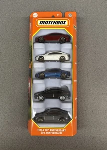 NEW! Matchbox Tesla 20th Anniversary 5-Pack - Tesla Roadster & Model S, 3, X, Y! - Picture 1 of 3